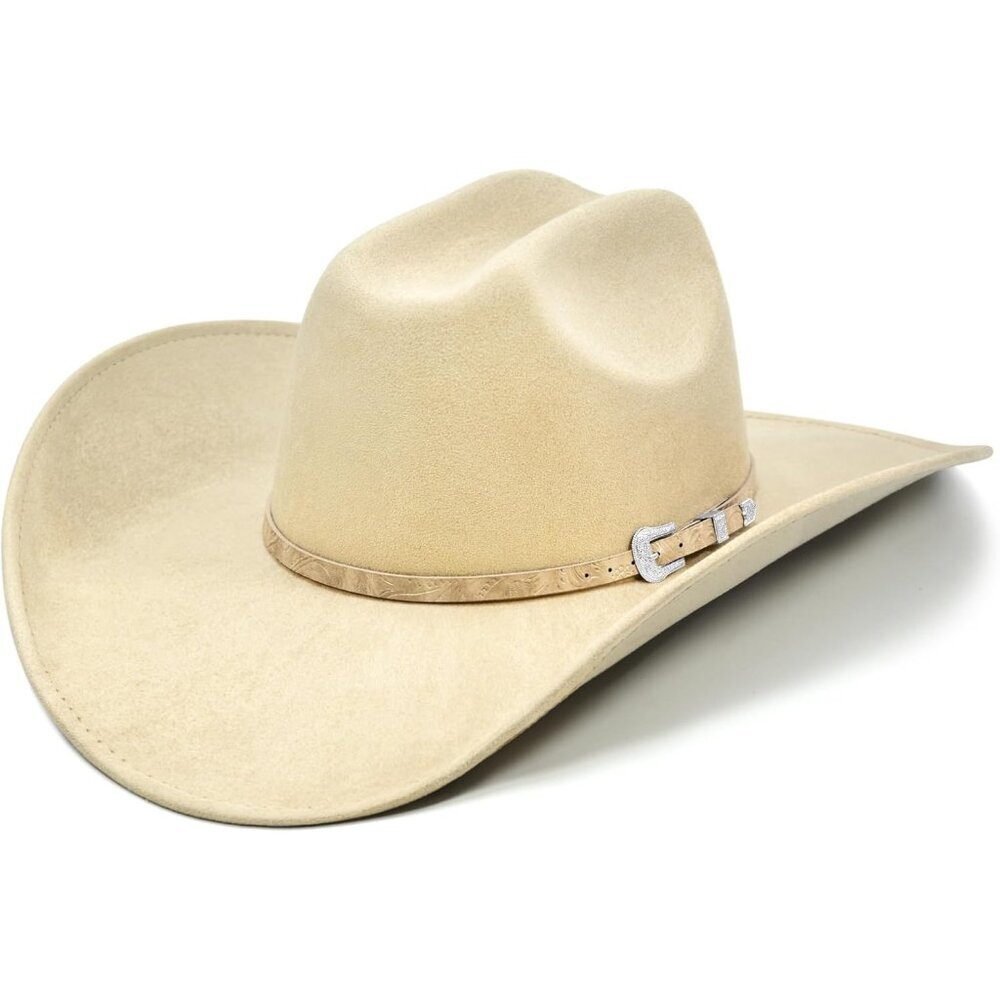 Women Buckskin Tan Cowgirl Shape Able Wide Brim Felt Cattleman Western Hats